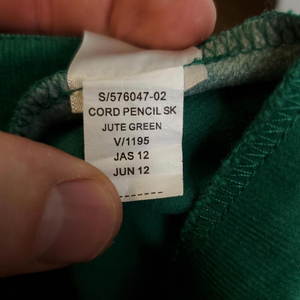 Old Navy Skirt Womens Size 2 Corduroy Pencil Jute Green Modest Twee Preppy - Picture 9 of 9